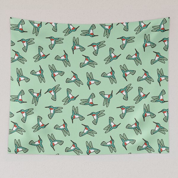 Item preview, Hummingbird Pattern on Mint Green designed and sold by evannave.