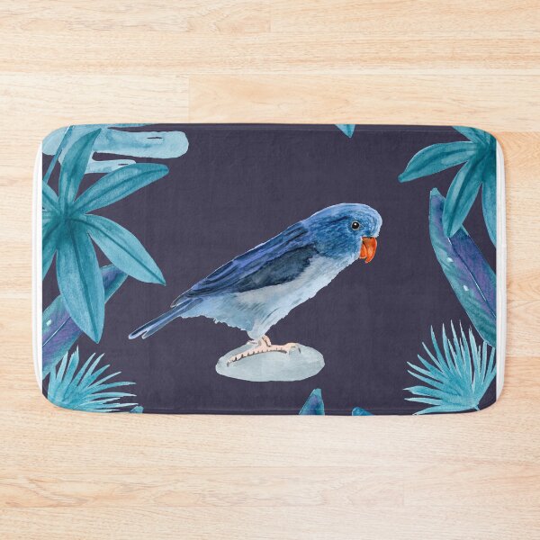 Item preview, Blue Pacific Parrotlet with tropical leaves and an indigo background designed and sold by Sandra Connelly.