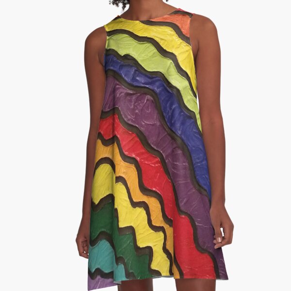 Rainbow Happiness Painting A-Line Dress