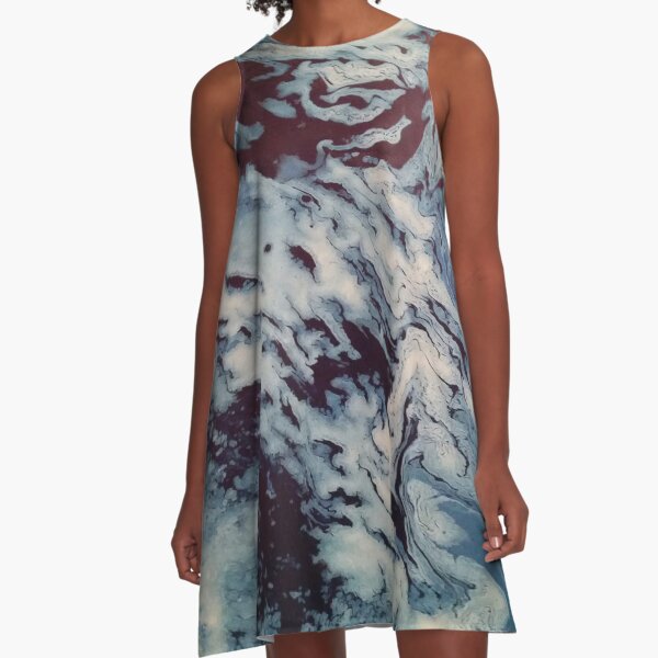 Ocean Wishy Washy Painting A-Line Dress