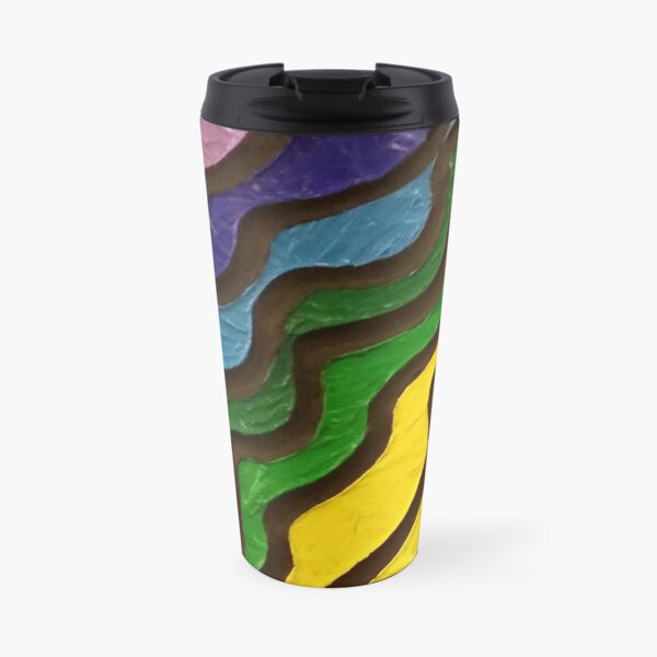 Rainbow Waves Painting Travel Coffee Mug