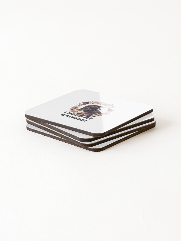 Alternate view of Cawfee Crow Coffee Caffeine Funny Coasters (Set of 4)