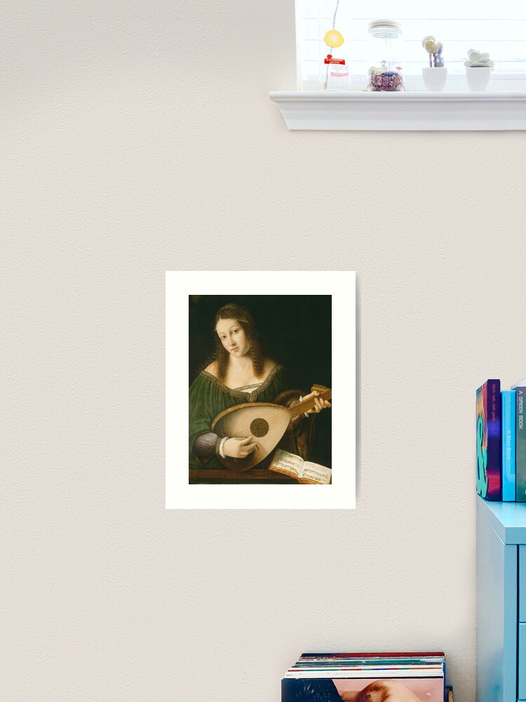 Thumbnail 1 of 3, Art Print, Bartolomeo Veneto - Lady Playing A Lute designed and sold by artcenter.