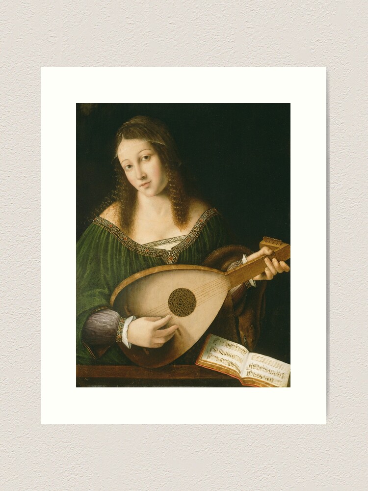 Thumbnail 2 of 3, Art Print, Bartolomeo Veneto - Lady Playing A Lute designed and sold by artcenter.