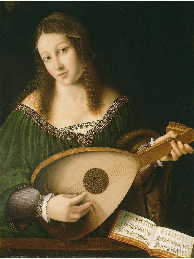 Thumbnail 3 of 3, Art Print, Bartolomeo Veneto - Lady Playing A Lute designed and sold by artcenter.