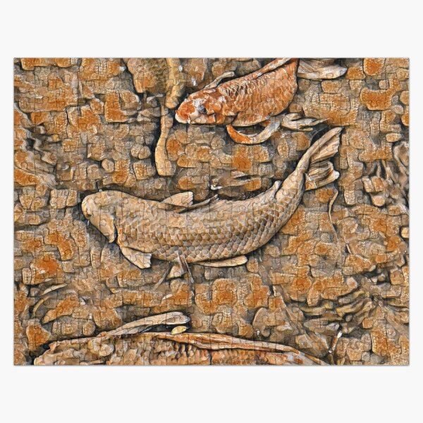 Koi Fish Swimming in a Rock Wall Jigsaw Puzzle