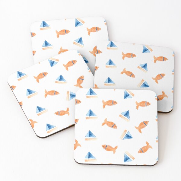Item preview, Awesome Cute Orange Fishes & Blue Yachts Amazing And Cool Pattern designed and sold by Skynix.