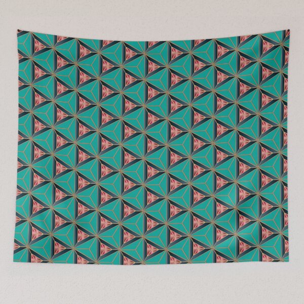 Item preview, Hexagonal  Deep Teal color with Red Stone in the middle Gold Pattern-3 designed and sold by Nobiya.