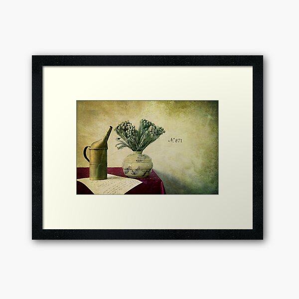 « Old watering can and romantic letter » Framed Art Print
