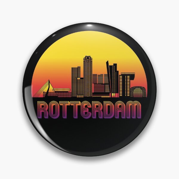 Item preview, Rotterdam City Skyline with Retro Sunset designed and sold by CoolSilhouettes.