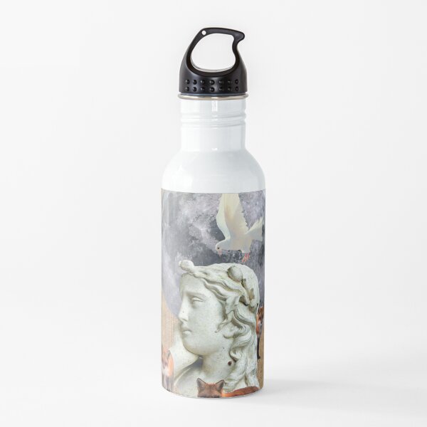 Modern Digital Collage Art Fox Goddess Water Bottle