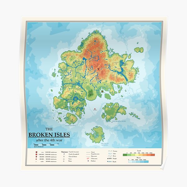 Detailed broken isles map Poster