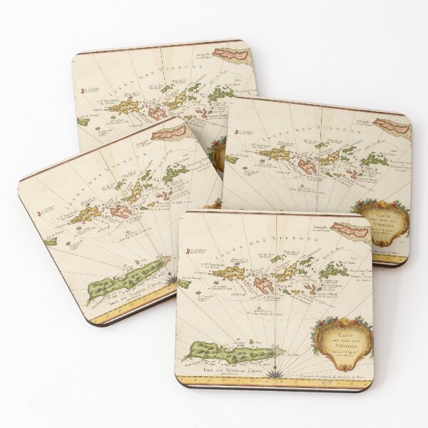 Item preview, Vintage map of the Virgin Islands (1764) designed and sold by BravuraMedia.