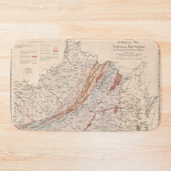 Item preview, Vintage Geological Map of Virginia (1875) designed and sold by BravuraMedia.