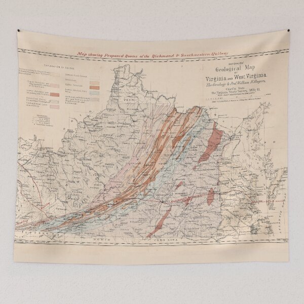 Item preview, Vintage Geological Map of Virginia (1875) designed and sold by BravuraMedia.
