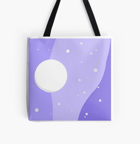 shaded moon and stars in purple shades of sky in space All Over Print Tote Bag