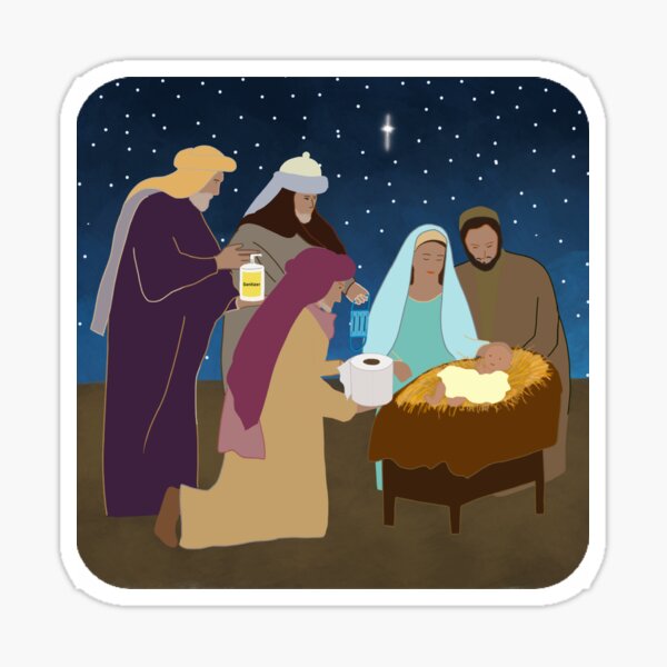 Quarantine christmas nativity Sticker