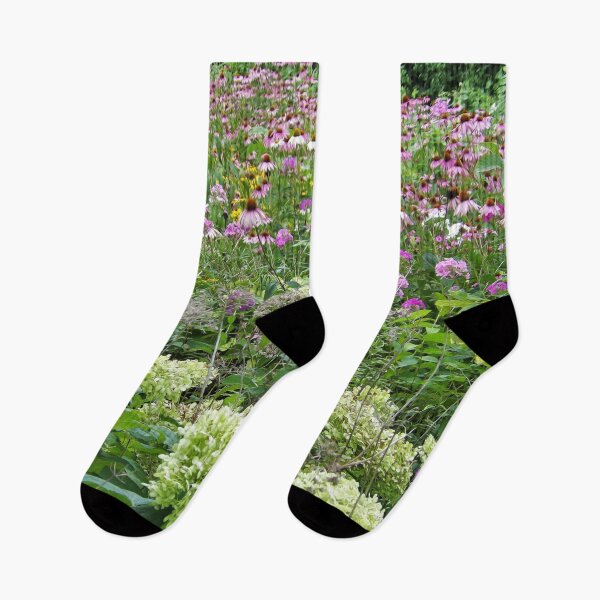 Item preview, Pink Cone Flower Garden Meadow with Hydrangeas designed and sold by myrubiogarden.