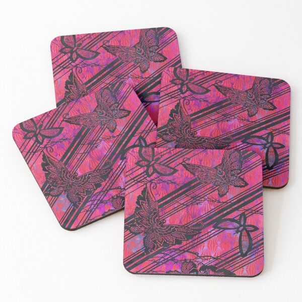 Item preview, Filigree Butterfly Chinoiserie Chic Stencil Art - Black, Scarlet Red, Violet Purple designed and sold by AndreaHelmArt.