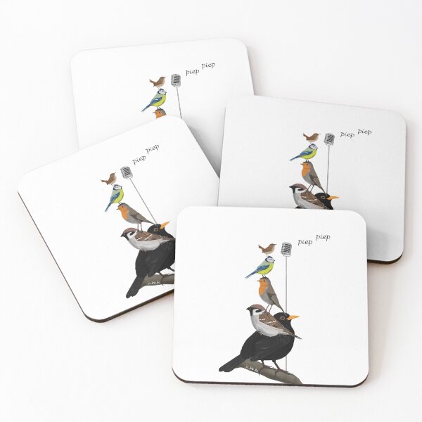 Item preview, Backyard Birds Blackbird Sparrow Robin Bluetit Wren bird drawing gift women girls men birdwatcher biologist designed and sold by jz-birds.