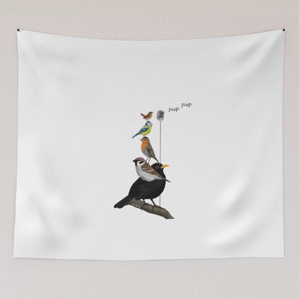 Item preview, Backyard Birds Blackbird Sparrow Robin Bluetit Wren bird drawing gift women girls men birdwatcher biologist designed and sold by jz-birds.