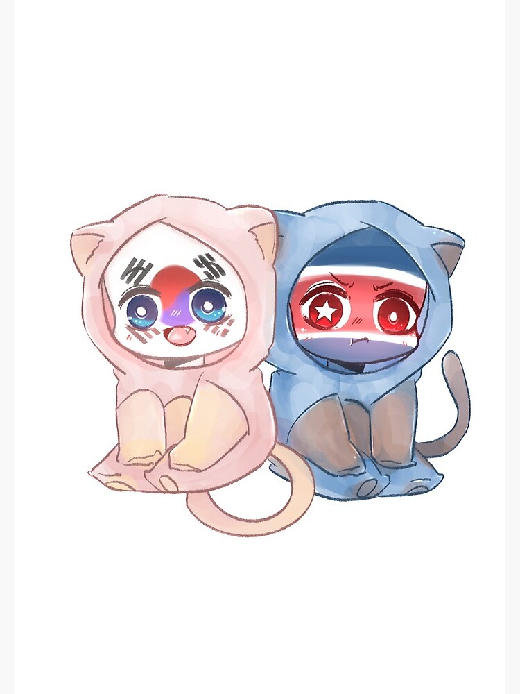 Countryhumans chibi cute North and South Korea 