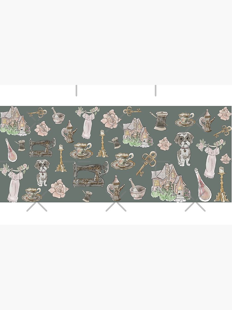 Cottage Witch Pattern - Wrap Around with Dark Background by WitchofWhimsy