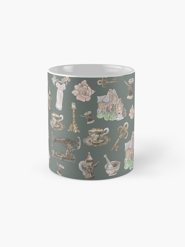 Alternate view of Cottage Witch Pattern - Wrap Around with Dark Background Mug