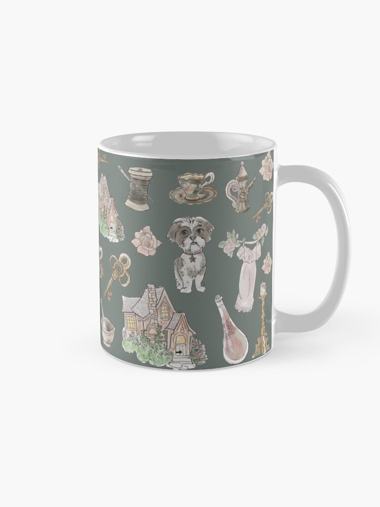 Alternate view of Cottage Witch Pattern - Wrap Around with Dark Background Mug