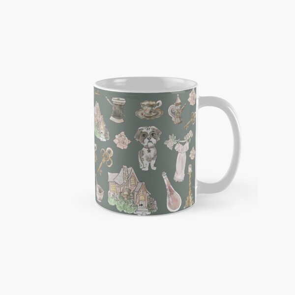 Cottage Witch Pattern - Wrap Around with Dark Background Classic Mug