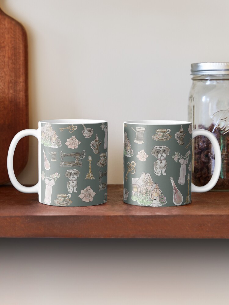 Alternate view of Cottage Witch Pattern - Wrap Around with Dark Background Mug
