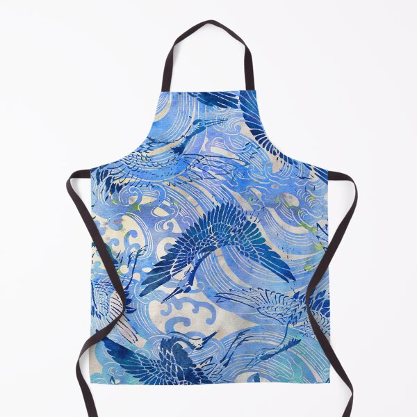 Item preview, Blue Chinoiserie Waves & Cranes Japanese Stencil designed and sold by AndreaHelmArt.