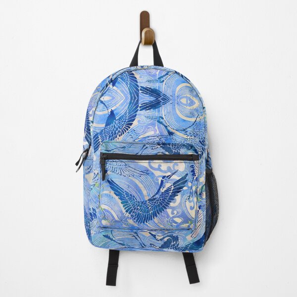 Item preview, Blue Chinoiserie Waves & Cranes Japanese Stencil designed and sold by AndreaHelmArt.