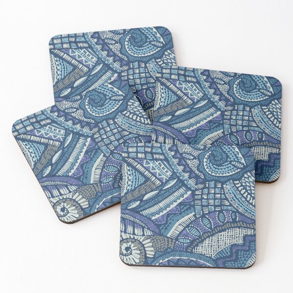 Item preview, Batik Abstract in Blue, Turk, White, and Indigo designed and sold by Leslie Rogers Todder.