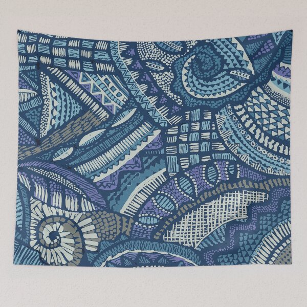 Item preview, Batik Abstract in Blue, Turk, White, and Indigo designed and sold by Leslie Rogers Todder.