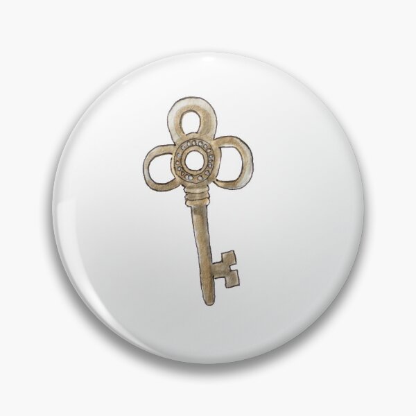 Item preview, Vintage Gold Key with Floral Design Illustration in Watercolor designed and sold by Regan Ralston.