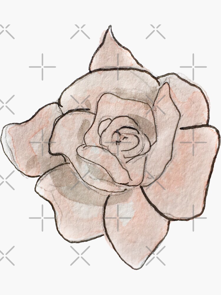 Pink Rose Illustration in Watercolor by WitchofWhimsy