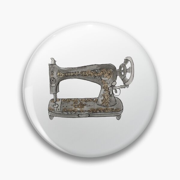 Item preview, Vintage Hand Crank Sewing Machine with Gold Filigree Illustration in Watercolor designed and sold by Regan Ralston.