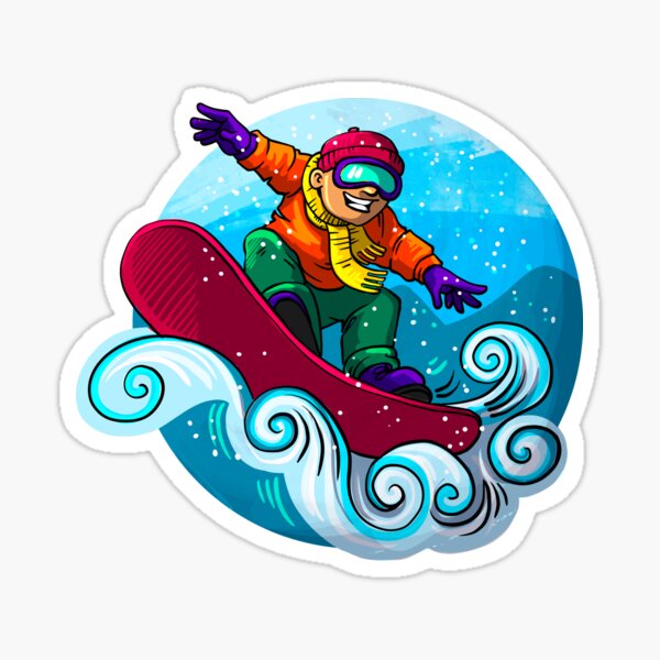 Cute smiling snowboarder Glossy Sticker