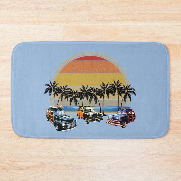 Item preview, Classic Cars On Beach Carolina Blue Palm Trees with Vintage Sunset designed and sold by tronictees.