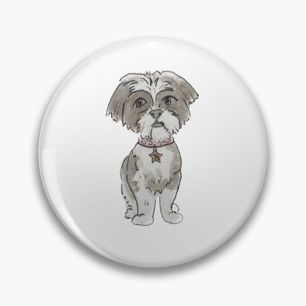 Item preview, Small Black & White Dog with Star Collar Illustration in Watercolor designed and sold by Regan Ralston.