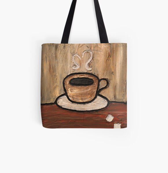 Mixed Media Coffee Cup Painting All Over Print Tote Bag