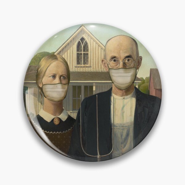 Item preview, Famous Painting Parody Masked Farmer and Wife designed and sold by Dibble Dabble Designs.
