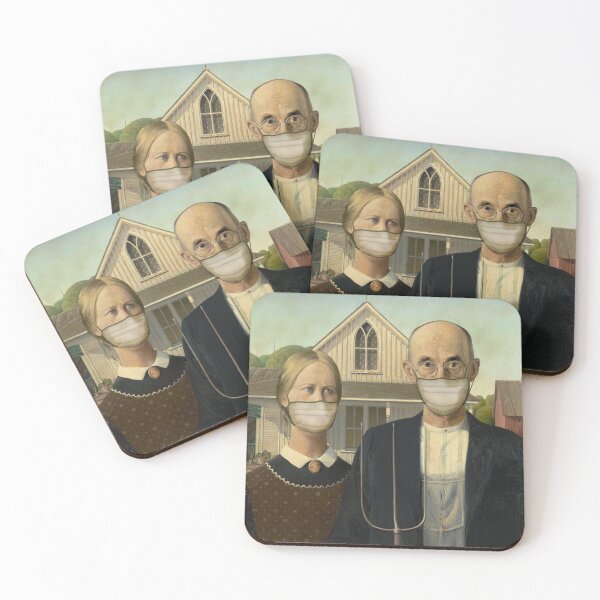 Item preview, Famous Painting Parody Masked Farmer and Wife designed and sold by Dibble Dabble Designs.