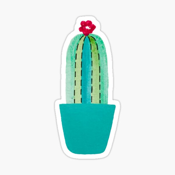 Blue Potted Cactus Sticker