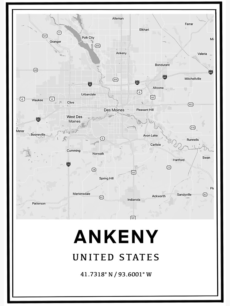 "Ankeny Iowa Map and Coordinates" Sticker for Sale by Outtahere23