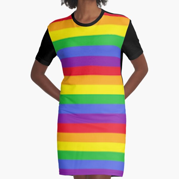 Colors, Rainbow Stripes Graphic T-Shirt Dress
