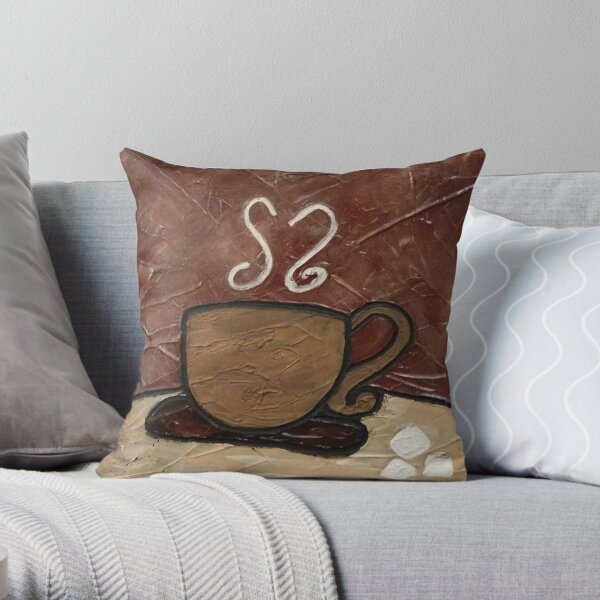 Coffee Cup Painting Throw Pillow