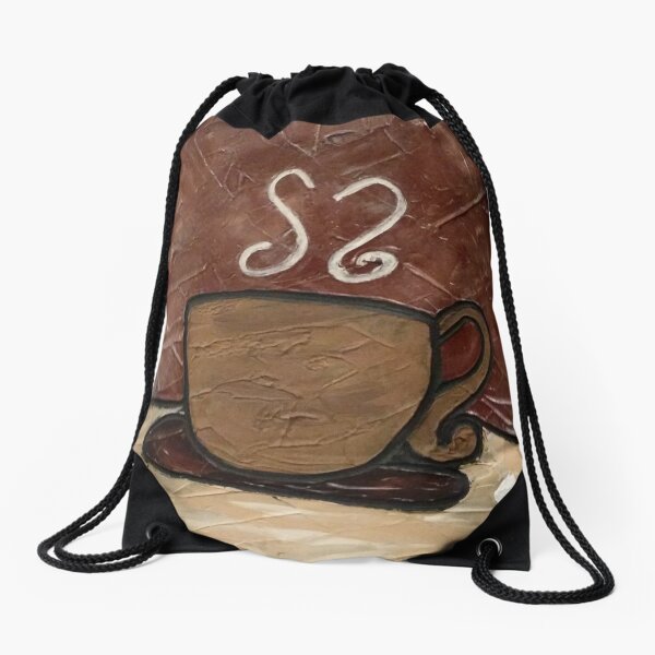 Coffee Cup Painting Drawstring Bag