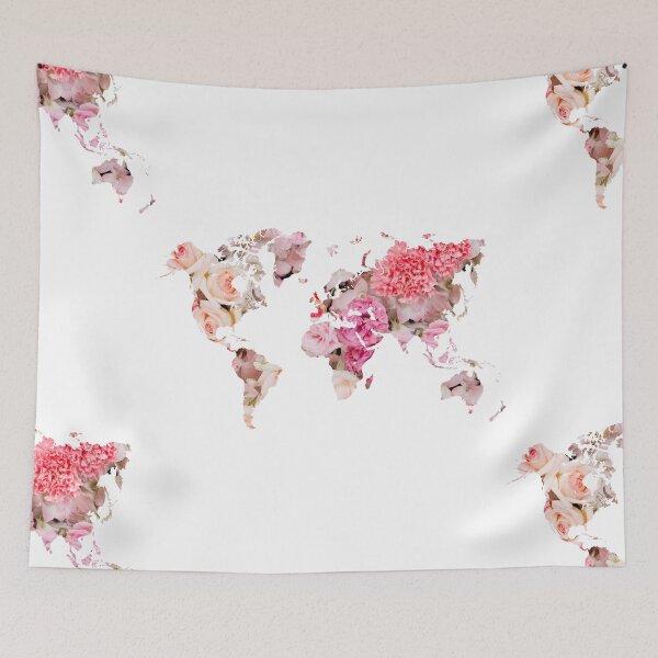 Item preview, Floral World Map designed and sold by AdelDa19.
